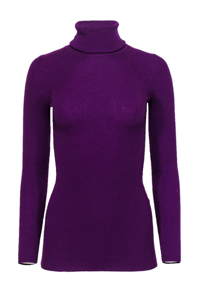 Current Boutique-Theory - Purple Ribbed Knit Turtleneck Sweater Sz P