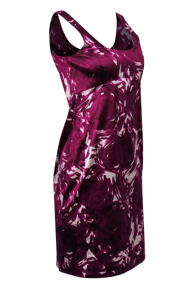 Current Boutique-Theory - Purple & White Printed Satin Empire Waist Dress Sz 4