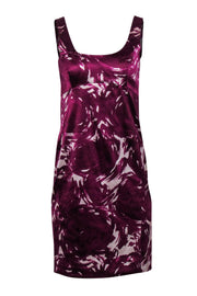 Current Boutique-Theory - Purple & White Printed Satin Empire Waist Dress Sz 4