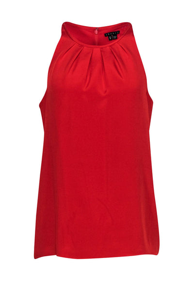 Current Boutique-Theory - Red Silk Pleated Tank Top Sz M