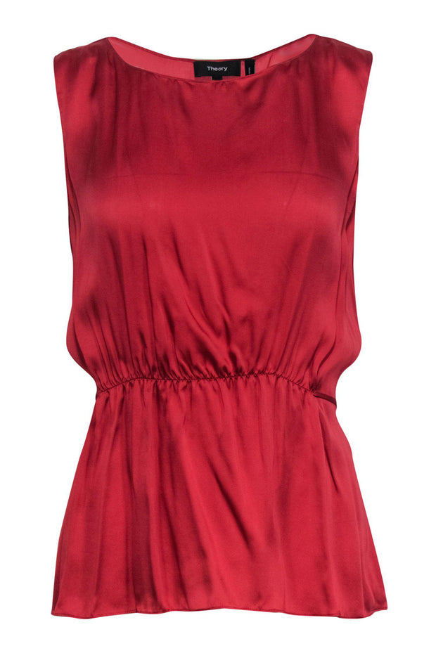 Current Boutique-Theory - Red Silk Satin Fitted Top Sz S