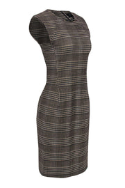 Current Boutique-Theory - Tan Glen Plaid Sleeveless Wool Blend Sheath Dress Sz 6