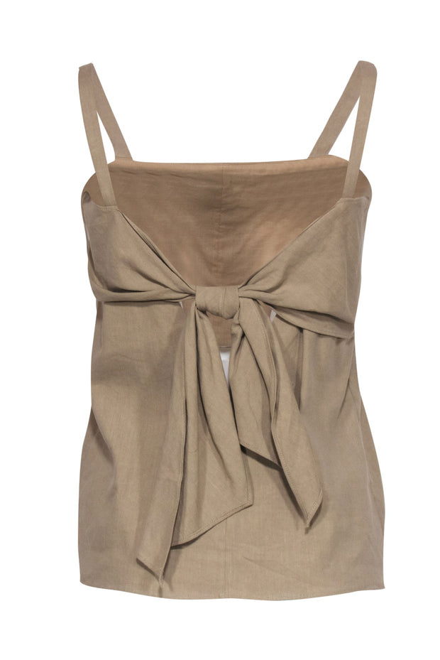 Current Boutique-Theory - Tan Sleeveless Open Back Tank w/ Bow Tie Sz S