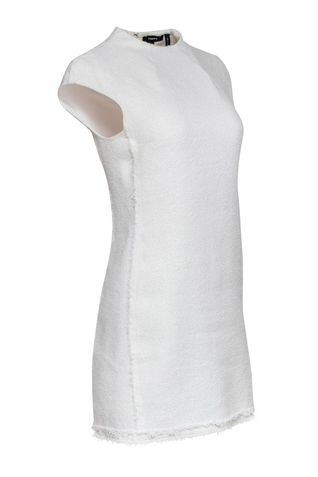 Current Boutique-Theory - White Cotton Blend Textured Sheath Dress Sz 4