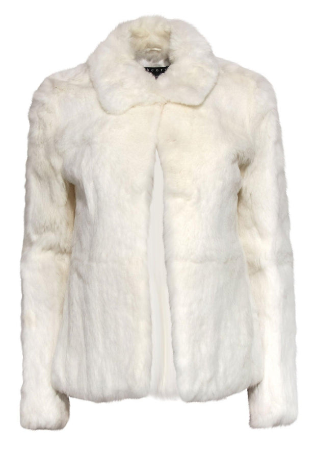 Current Boutique-Theory - White Rabbit Fur Clasped Coat Sz S