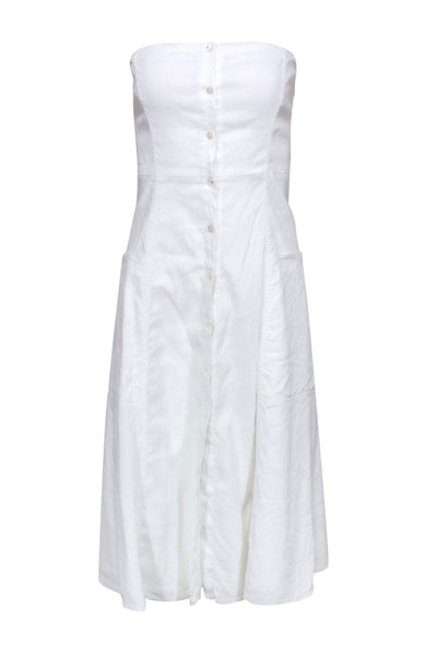 Current Boutique-Theory - White Strapless Button-Front Dress w/ Pockets Sz 0