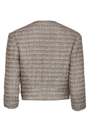 Current Boutique-Theyskens' Theory - Cream Woven Tweed Cropped Zip-Up Jacket Sz P