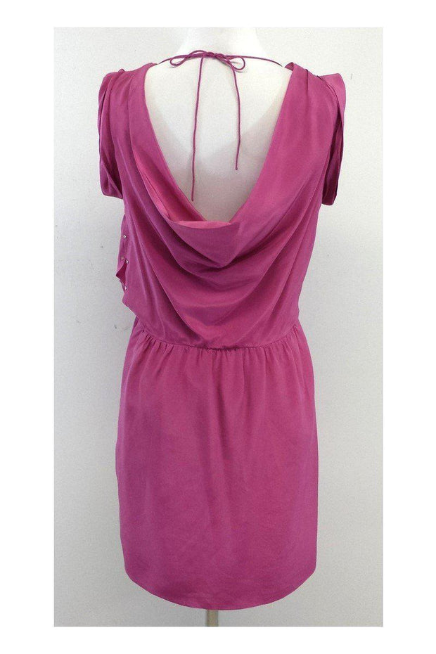 Current Boutique-Tibi - Amaranth Pink & White Beaded Silk Short Sleeve Dress Sz 6