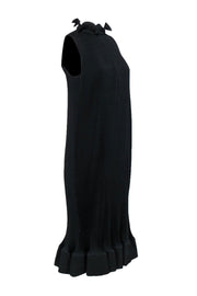 Current Boutique-Tibi - Black Accordion Pleated Sleeveless Ruffle Maxi Dress w/ Flounce Hem Sz S