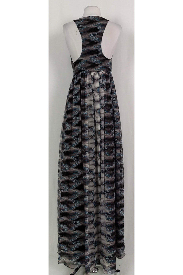 Current Boutique-Tibi - Black, Blue & Grey Printed Maxi Dress Sz 2