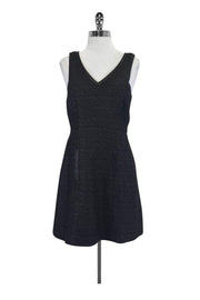 Current Boutique-Tibi - Black Textured Dress w/ Leather Trim Sz 6