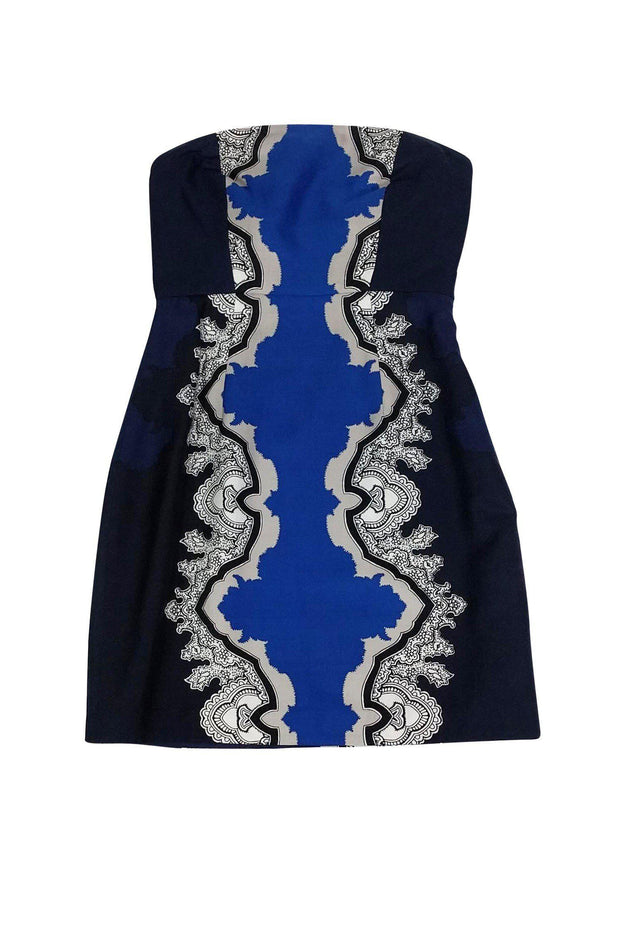 Current Boutique-Tibi - Blue Strapless Printed Dress Sz 2