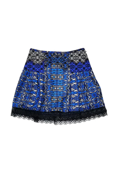 Current Boutique-Tibi - Cobalt & Grey Print Lace Skirt Sz 4