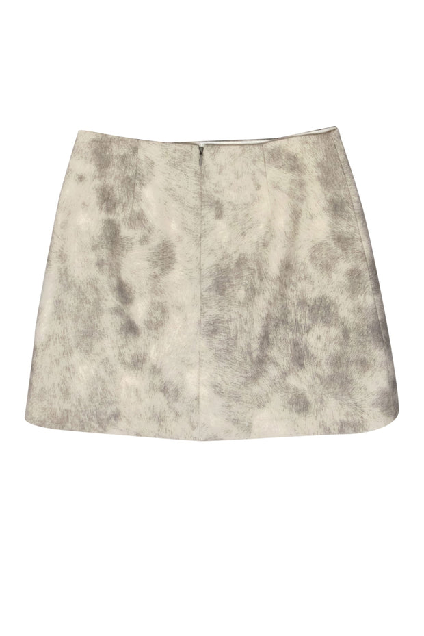 Current Boutique-Tibi - Cream & Gray Printed Wool Miniskirt w/ Latch Accents Sz 6