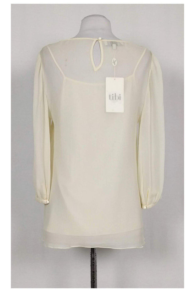 Current Boutique-Tibi - Cream Peasant Blouse w/ Embroidery Sz 8