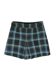 Current Boutique-Tibi - Dark Green, Turquoise, & Blue Plaid Pleated Skort Sz XS