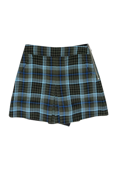 Current Boutique-Tibi - Dark Green, Turquoise, & Blue Plaid Pleated Skort Sz XS