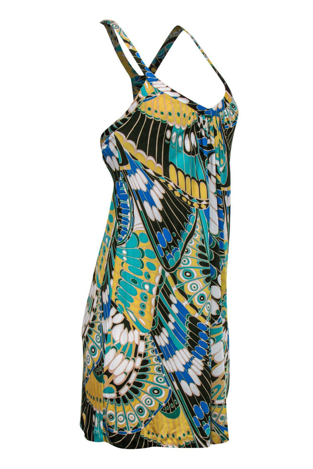 Current Boutique-Tibi - Green, Blue & Yellow Printed Shift Dress Sz XS