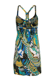 Current Boutique-Tibi - Green, Blue & Yellow Printed Shift Dress Sz XS