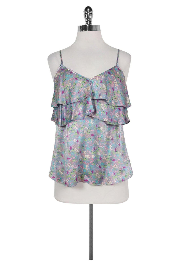 Current Boutique-Tibi - Lavender Floral Ruffle Silk Top Sz 4