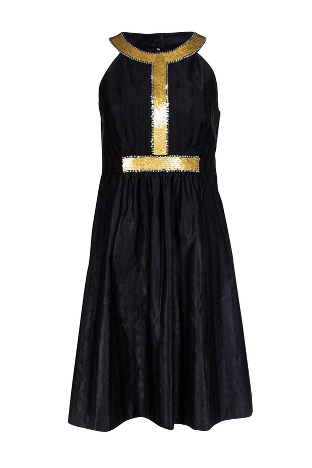 Current Boutique-Tibi - Little Black Dress w/ Gold-Toned Sequins Sz 4