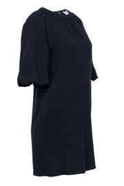 Current Boutique-Tibi - Navy Textured Shift Dress w/ Puffed Sleeves Sz 0