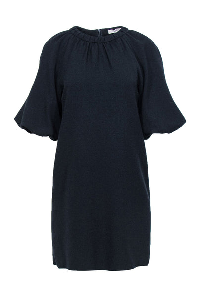 Current Boutique-Tibi - Navy Textured Shift Dress w/ Puffed Sleeves Sz 0