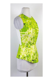 Current Boutique-Tibi - Neon Green Floral Sleeveless Top Sz 4