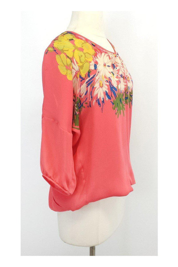 Current Boutique-Tibi - Pink Floral Print Silk Top Sz XS