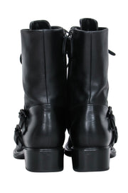 Current Boutique-Tod's - Black Lace Up & Double Buckle Combat Boot Sz 8