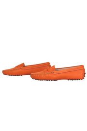 Current Boutique-Tod’s - Bright Orange Pebbled Leather Loafers Sz 6.5