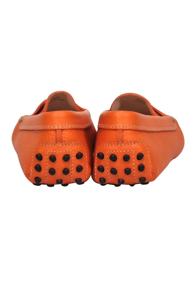 Current Boutique-Tod’s - Bright Orange Pebbled Leather Loafers Sz 6.5