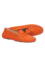 Current Boutique-Tod’s - Bright Orange Pebbled Leather Loafers Sz 6.5