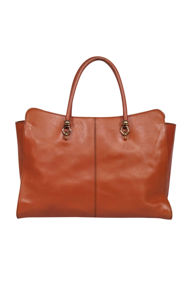 Current Boutique-Tod's - Cognac Brown Leather Satchel-Style Tote