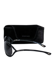 Current Boutique-Tom Ford - Black "Jennifer" Oval Sunglasses w/ Cutouts