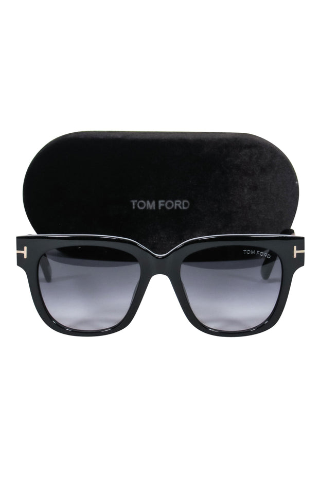 Current Boutique-Tom Ford - Black Square Oversized Sunglasses w/ Silver Accents