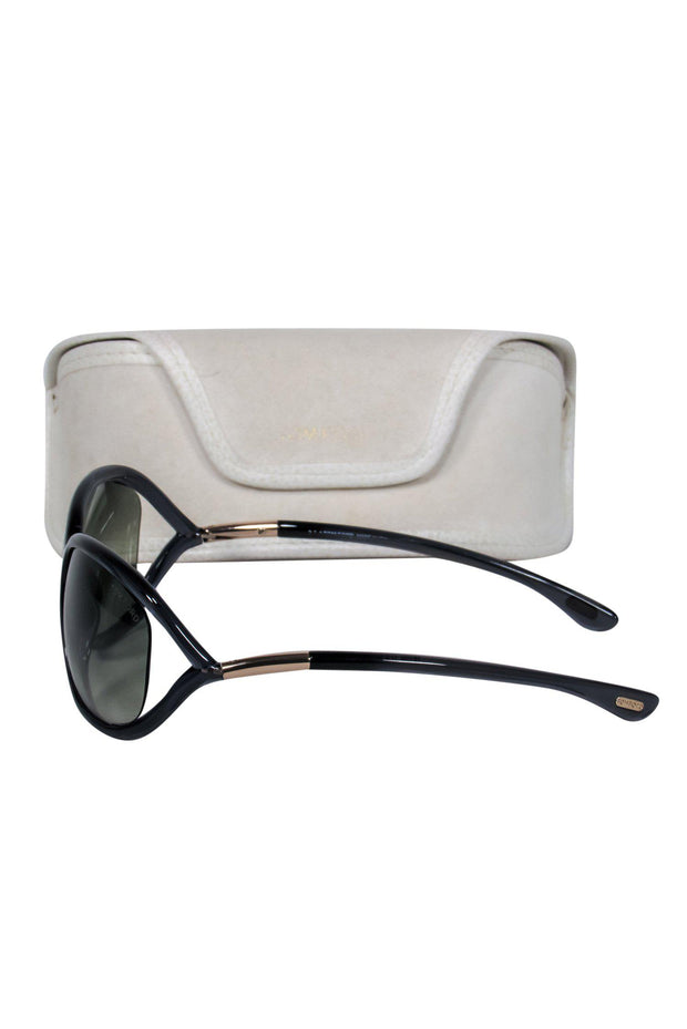 Current Boutique-Tom Ford - Navy "Jennifer" Oval Sunglasses w/ Cutouts