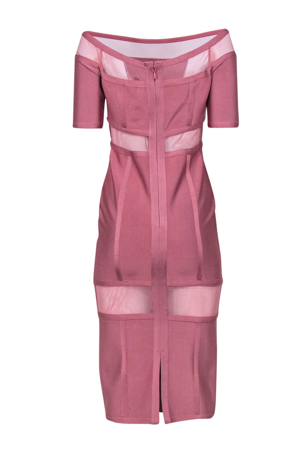 Current Boutique-Topshop - Blush Pink Bandage Bodycon Midi Dress w/ Mesh Sz 6