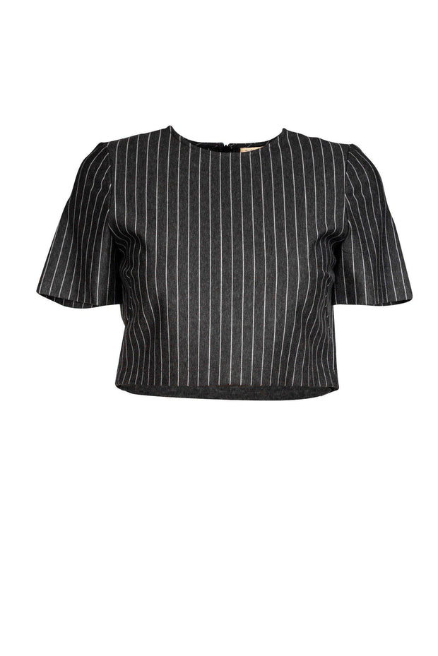 Current Boutique-Torn by Ronny Kobo - Dark Grey Striped Crop Top Sz XS