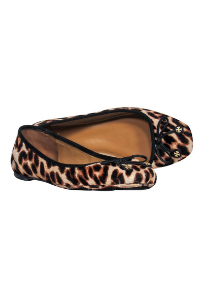 Current Boutique-Tory Burch - Beige & Black Leopard Print Calf Hair Ballet Flats Sz 8