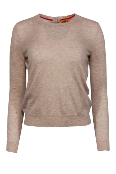 Current Boutique-Tory Burch - Beige Cashmere Crewneck Sweater Sz S