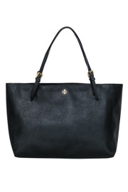 Current Boutique-Tory Burch - Black Large Textured Tote Bag w/ Gold-Toned Hardware