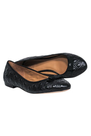 Current Boutique-Tory Burch - Black Leather Quilted Ballet Flats w/ Bow Sz 9