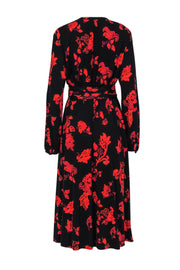 Current Boutique-Tory Burch - Black & Red Floral Maxi Dress w/ Neckline Bow Sz M