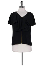 Current Boutique-Tory Burch - Black Ruffle Blouse Sz 4