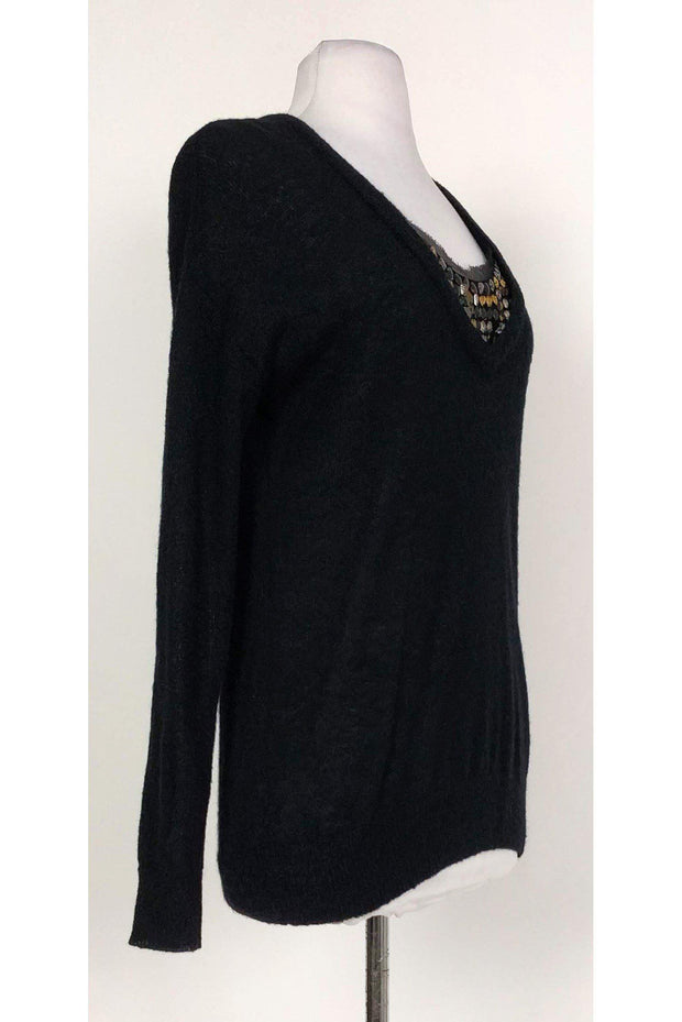 Current Boutique-Tory Burch - Black Studded Neckline Sweater Sz S