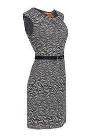 Current Boutique-Tory Burch - Black & Tan Silk Print Dress w/ Belt Sz 4