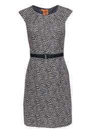 Current Boutique-Tory Burch - Black & Tan Silk Print Dress w/ Belt Sz 4