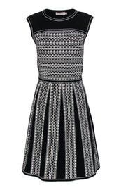 Current Boutique-Tory Burch - Black & White Textured White Knit Dress Sz M