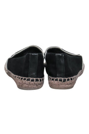 Current Boutique-Tory Burch - Black Woven Textile Espadrille Logo Flats Sz 5.5